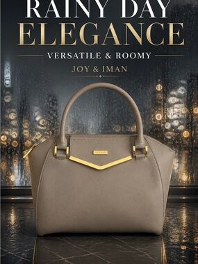 Joy & Iman Taupe Satchel with Gold Hardware